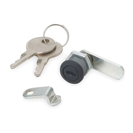 Pin Tumbler Keyed Cam Lock, Black Powder coated, 19/64 in For Door Thickness, 2 Number of Keys MPN:1XRY5