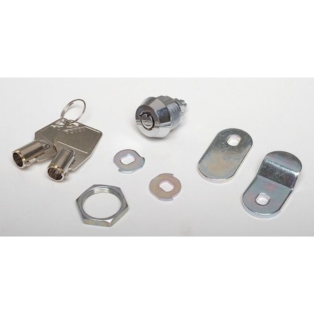 Pin Tumbler Keyed Cam Lock, Chrome, 13/64 in For Door Thickness, 2 Number of Keys MPN:1XRY8