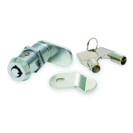 Pin Tumbler Keyed Cam Lock, Chrome, 29/32 in For Door Thickness, 2 Number of Keys, Alike Key Type MPN:1XRZ7