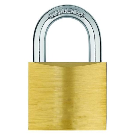 Padlock, Keyed Different, Long Shackle, Rectangular Brass Body, Hardened Steel Shackle, 13/16 in W MPN:48JR05