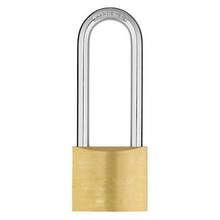 Padlock, Keyed Alike, Long Shackle, Rectangular Brass Body, Hardened Steel Shackle, 13/16 in W MPN:48JR08