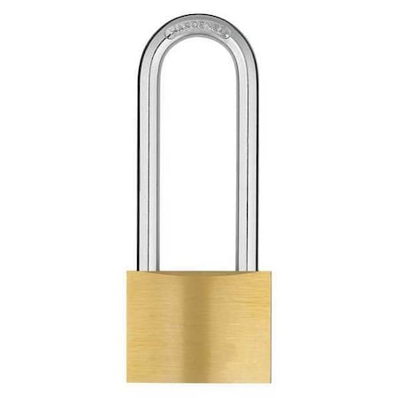 Padlock, Keyed Alike, Long Shackle, Rectangular Brass Body, Hardened Steel Shackle, 1 in W MPN:48JR16