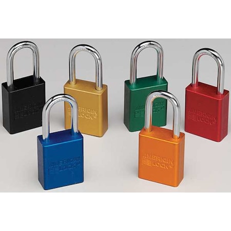 Keyed Padlock, Open, Rectangular Aluminum Body, Hardened Steel Shackle, 3/4 in W MPN:7Y518