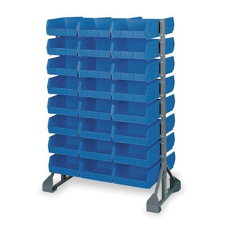 Steel Bin Rail Floor Rack, 20 in D x 57 in H x 36 in W, Gray/Blue MPN:7Y883