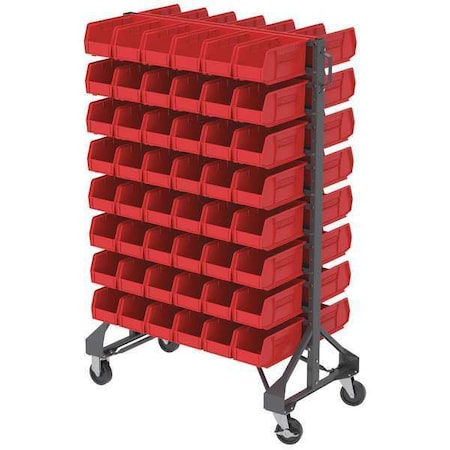 Steel Bin Rail Floor Rack, 20 in D x 57 in H x 36 in W, Gray/Red MPN:7Y884