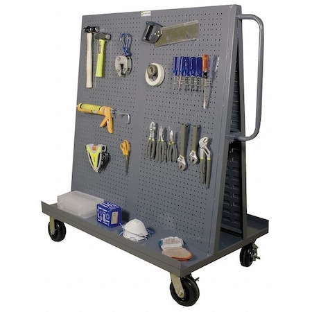 Steel Mobile A-Frame Louvered/Pegboard Rack, 48 in D x 48 in H x 54 1/2 in W, Gray MPN:AF-3048-PBLP-95