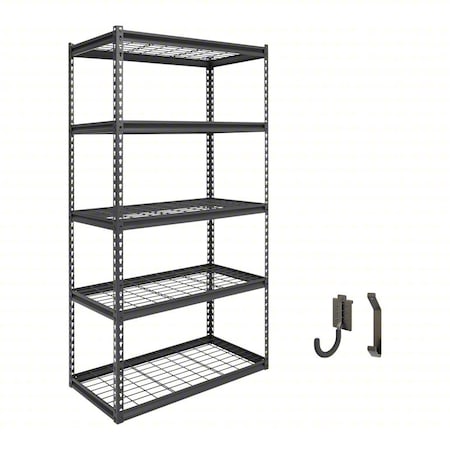 Atlas 5-Tier 36 in.W x 18 in.D x 72 in.H Heavy Duty Storage Shelving Load 4000 Lbs, Wire Deck, Hammertone MPN:B-ATLAS361872-5H800
