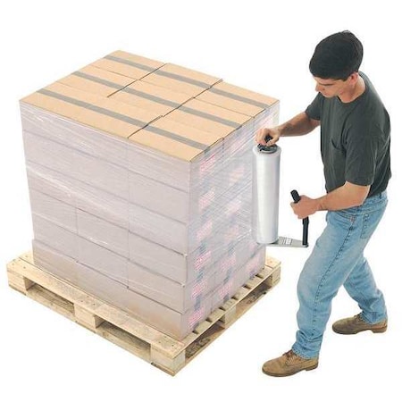 Hand Stretch Wrap, 18 in W x 1500 ft L, 70 ga, Cast Style, Clear, Standard Duty MPN:15A998
