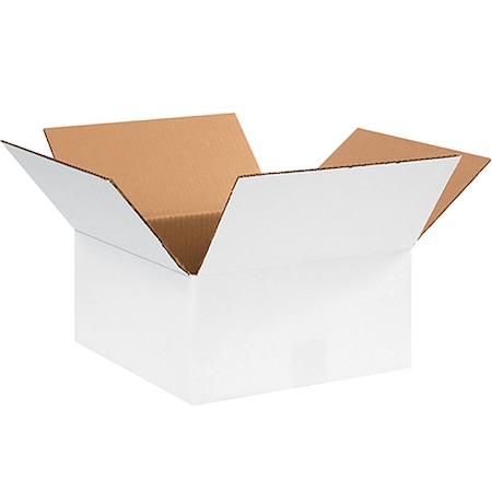 12 in x 12 in x 6 in Shipping Box, White, Corrugate, Single Wall, 32 ECT MPN:22XL53