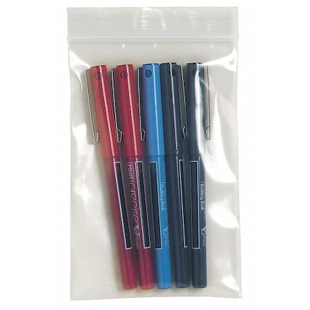 Reclosable Bag, Zip Seal, 8 in L, 6 in W, 2 mil Thick, Low Density Polyethylene (LDPE), Clear MPN:3CTZ7