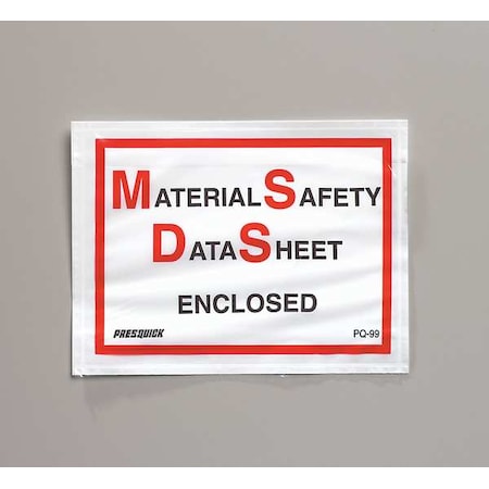Mat Sfty Data Sheet Enclsd Envpe, 6 1/2x5