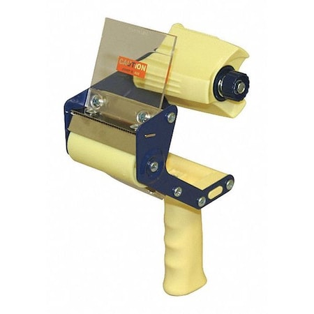 Tape Dispenser, 3 in Max. Tape Width. 6 1/4 in Tape Core Dia, Pistol, Plastic, Blue, Yellow MPN:3UAX4