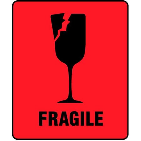 Paper Fragile Shipping Labels, Red, Pk100 MPN:3WRZ4