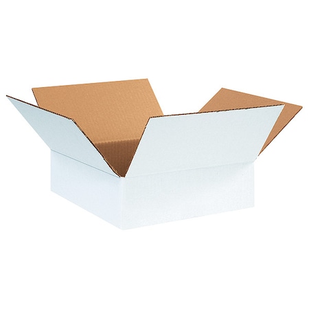 12 in x 12 in x 4 in Shipping Box, White, Corrugate, Single Wall, 32 ECT MPN:55VG82