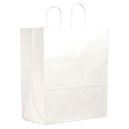 Traveler White Shopping Bag Flat Bottom, Twist Handles, Pk250 MPN:84640