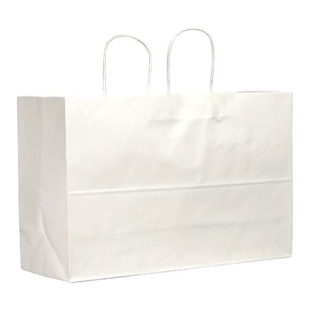 Tote White Shopping Bag Flat Bottom, Twist Handles, Pk250 MPN:86785