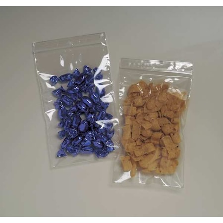 Reclosable Bag, Zip Seal, 8 in L, 5 in W, 2 mil Thick, Polypropylene, Clear MPN:8AYX2