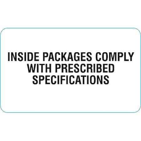 DOT Label Inside Packages Comply, Black/White, Pk250 MPN:8PL55