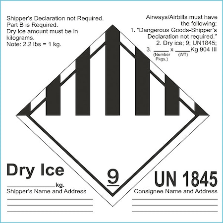 DOT Label, 6-1/2 In. H, 6-1/2 In. W, PK100 MPN:8UV48