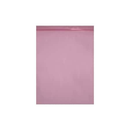 Reclosable Bag, Zip Seal, 12 in L, 9 in W, 6 mil Thick, Low Density Polyethylene (LDPE), Pink MPN:D9x12AS