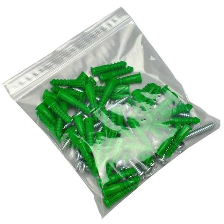 Reclosable Bag, Zip Seal, 5 in L, 5 in W, 2 mil Thick, Low Density Polyethylene (LDPE), Clear MPN:F20505