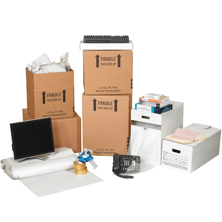Moving Box Kit, Brown/White, Assorted, Assorted MPN:MKIT1