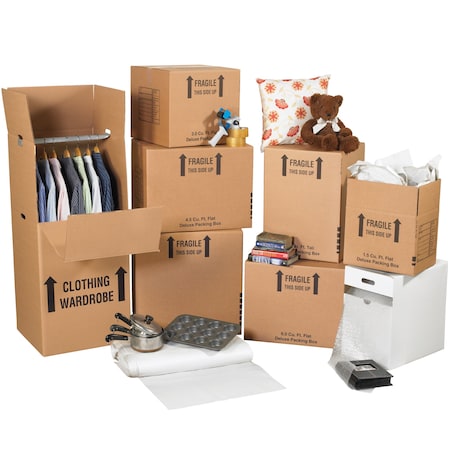 Moving Box Kit, Brown/White, Assorted, Assorted MPN:MKIT2