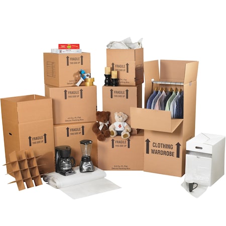 Moving Box Kit, Kraft, Assorted, Assorted MPN:MKIT3