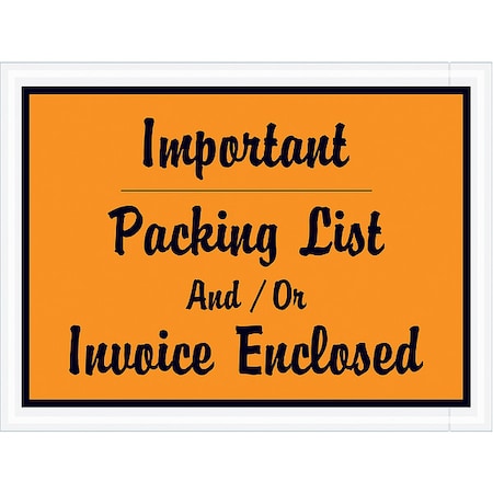 Packing List Envelopes, Orange, PK1000 MPN:PL4