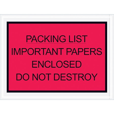 Packing List Envelopes, Red, PK1000 MPN:PL412