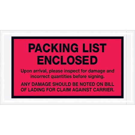 Packing List Envelopes, Red, PK1000 MPN:PL469