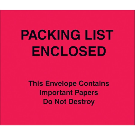 Packing List Envelopes, Red, PK1000 MPN:PL483