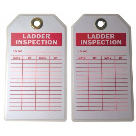 Tag, Ladder Inspection, Polyester, 7 in H x 4 in W, White, Rectangle, 10 PK MPN:20TH04