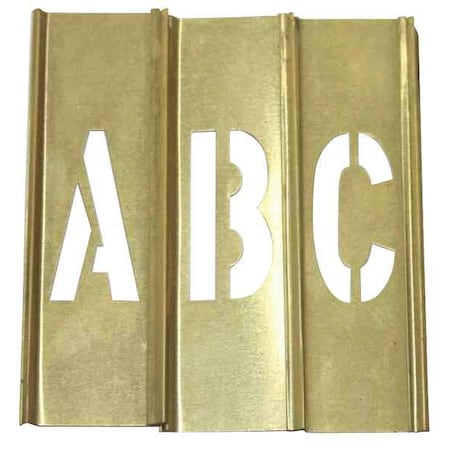 Stencil Kit, Letter Set, A Thru Z, Punctuation, 2 in Character Height, Not Applicable Font, Brass MPN:20Y506