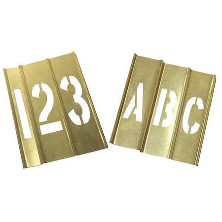 Stencil Kit, Combination Set, A Thru Z, 0 Thru 9, Punctuation, 2 in Character Height, Brass, Yellow MPN:20Y519
