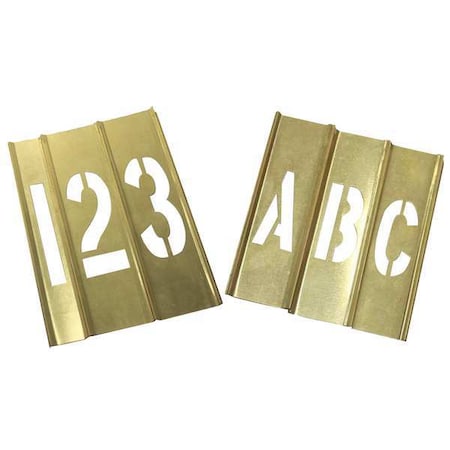 Stencil Kit, Combination Set, A Thru Z, 0 Thru 9, Punctuation, 3 in Character Height, Brass, Yellow MPN:20Y520