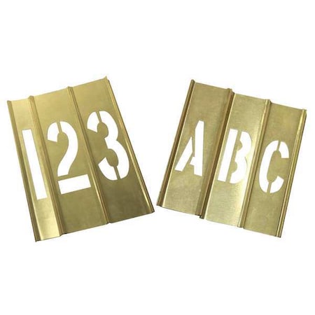 Stencil Kit, Combination Set, A Thru Z, 0 Thru 9, Punctuation, 6 in Character Height, Brass, Yellow MPN:20Y521