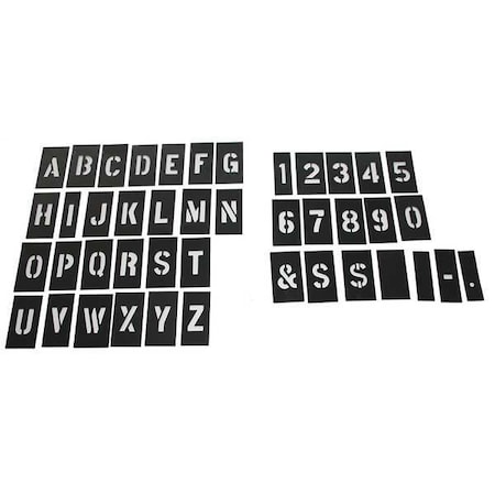 Stencil Kit, Combination Set, Letters and Numbers, 1 in Character Height, Not Applicable Font MPN:20Y523