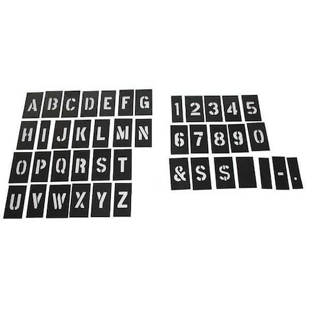 Stencil Kit, Combination Set, Letters and Numbers, 2 in Character Height, Not Applicable Font, PVC MPN:20Y524