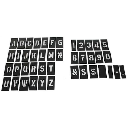 Stencil Kit, Combination Set, Letters and Numbers, 3 in Character Height, Not Applicable Font, PVC MPN:20Y525