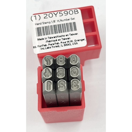 Hand Stamp Kit, Number Set MPN:20Y590