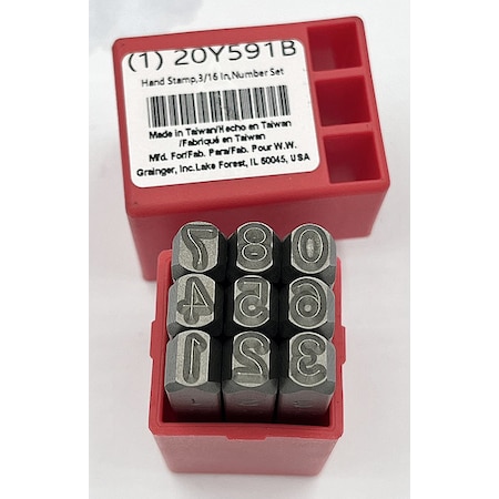 Hand Stamp Kit, Number Set MPN:20Y591