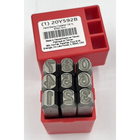 Hand Stamp, 1/4 In, Number Set MPN:20Y592