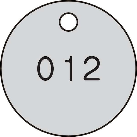 Numbered Tag, Plastic, 1 1/2 in H x 1 1/2 in W, 1 1/2 in Dia., Black/Silver, Round, 25 PK MPN:22FC73