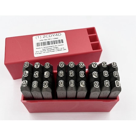 Letter Set, 1/8 In. H, Steel, 2CDY4 MPN:2CDY4