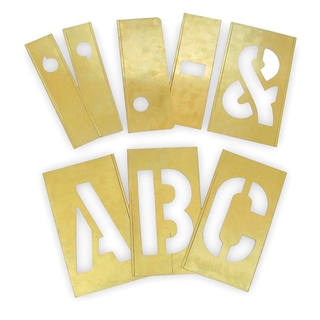 Stencil Kit, Letter Set, Letters, 10 in Character Height, Brass, 33 Pieces MPN:2CEC2