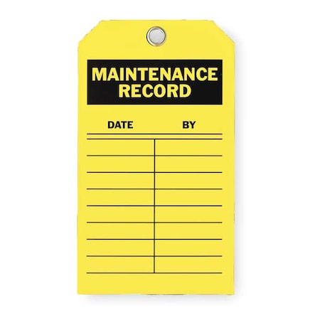 Tag, Inspection, Polyester, 7 in H x 4 in W, Yellow, Rectangle, 10 PK MPN:2RMU5
