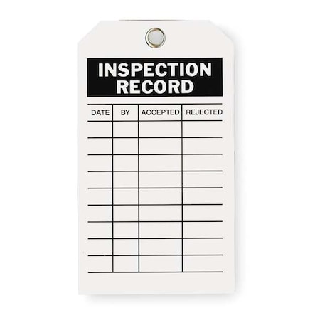 Tag, Inspection, Polyester, 7 in H x 4 in W, White, Rectangle, 10 PK MPN:2RMU7