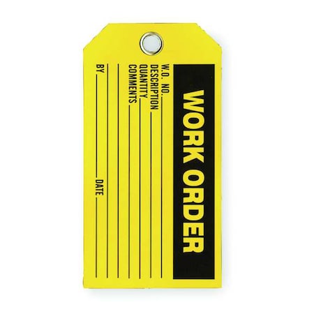 Work Order Tag, Cleaning and Maintenance, Polyester, 3 in H x 5 3/4 in W, Yellow, Rectangle, 100 PK MPN:2RMV2