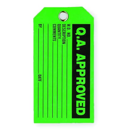 Production Status Tag, Cleaning and Maintenance, Cardstock, 3 in H x 5 3/4 in W, Green, Rectangle MPN:2RMV5